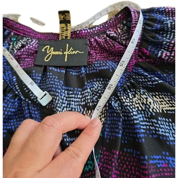 Yumi Kim Multicolor Abstract Print Blouse Women’s Size S Long Sleeve Top - Picture 12 of 13